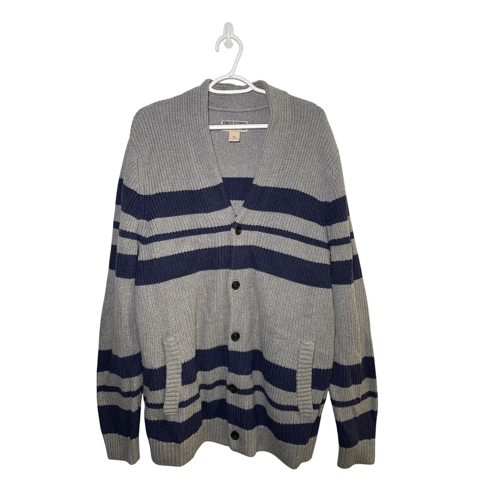 Duluth Trading Co Mens 2XL Striped Cotton Ribbed Cardigan Sweater